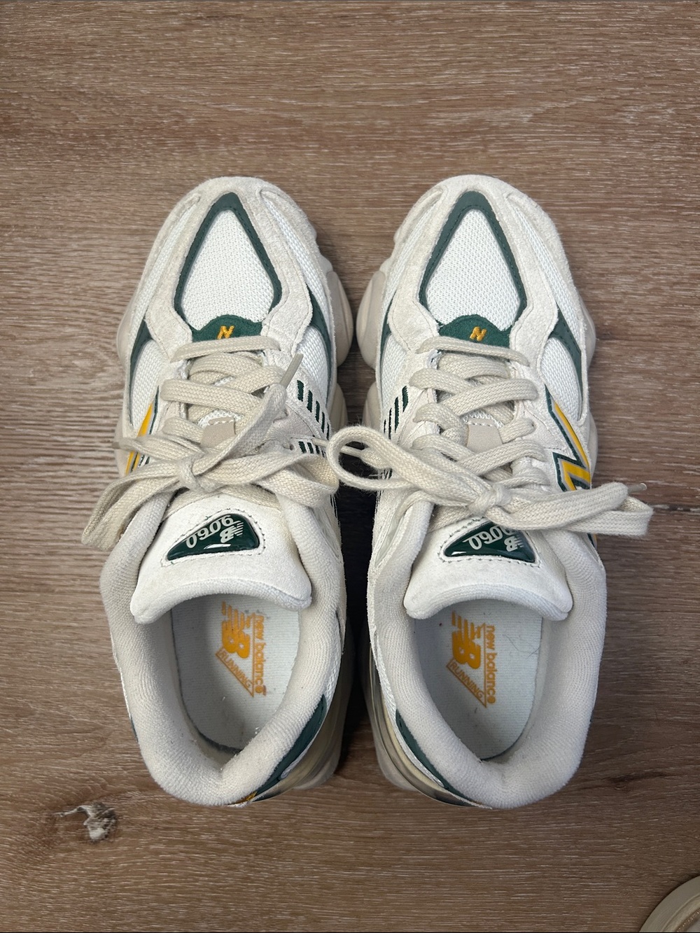 New Balance Kids White, Green & Yellow Sneakers